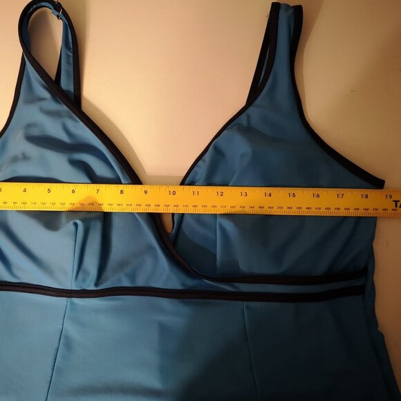 Christina Ladies Size 18W One Piece Blue with Navy Accents Bathing Suit - Picture 7 of 8